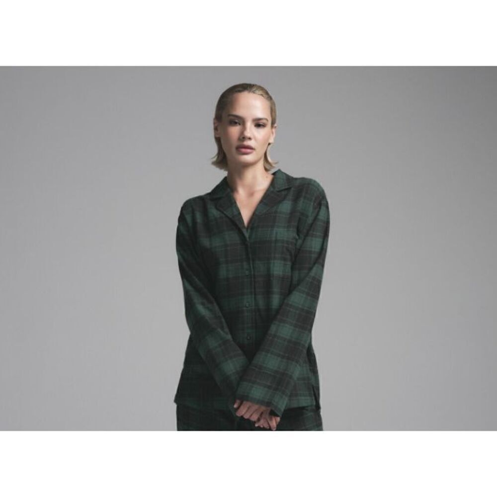 NEW Skims Flannel Plaid Sleep Shirt Button-Up Chest Pocket Cypress Plaid Medium